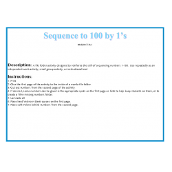 File Folder Activity Sequence Numbers 1-100 (Light Blue)